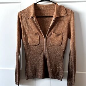 Lurex 3/4 Zip Ombré Top